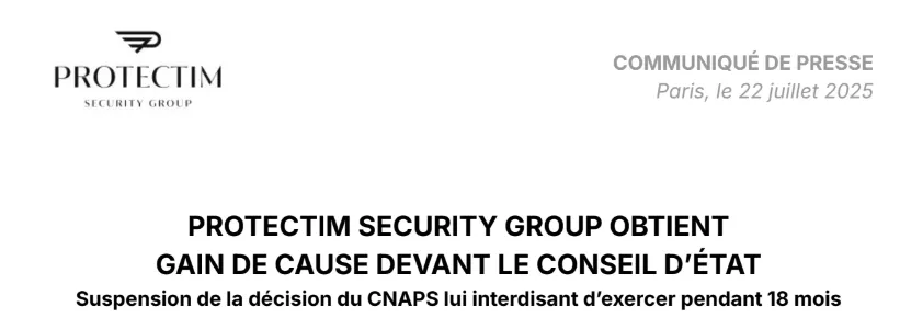 Protectim gagne une manche : un sursis décisif face au CNAPS